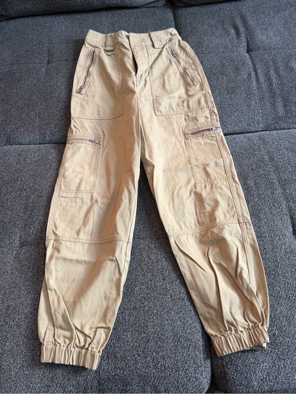 TNA Beige Cargo Jogger Pants - Neutral Utility Style